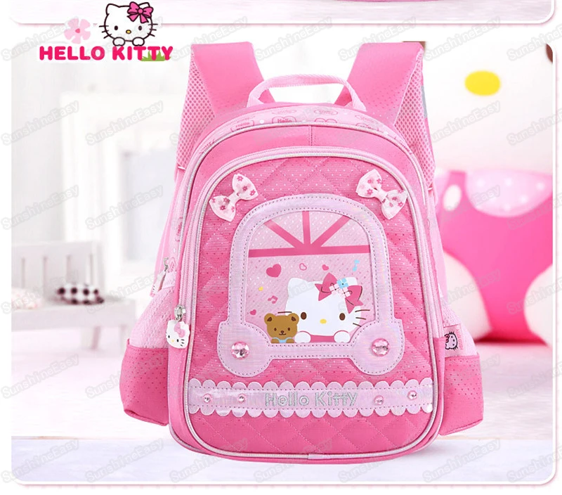 HELLO KITTY популярный рюкзак для девочек из полиэстера, Молодежный Школьный Рюкзак Для Путешествий, сумка для ноутбука, сумка для книг на молнии, рюкзак большой вместимости