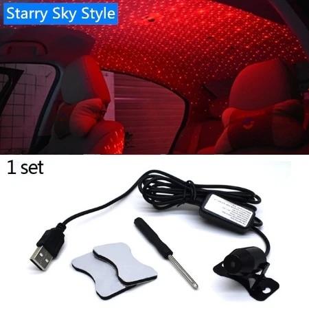USB Автомобильное Внутреннее освещение светодиодный декоративный подлокотник коробка для крыши автомобиля полная звезда проекционный лазер, романтическая Автомобильная крыша светодиодный - Испускаемый цвет: Starry Sky Style