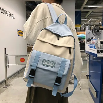 

2020 Schoolbag Female Korean Style High School Simple Contrasting Color Autumn and Winter Backpack College Student Backpack