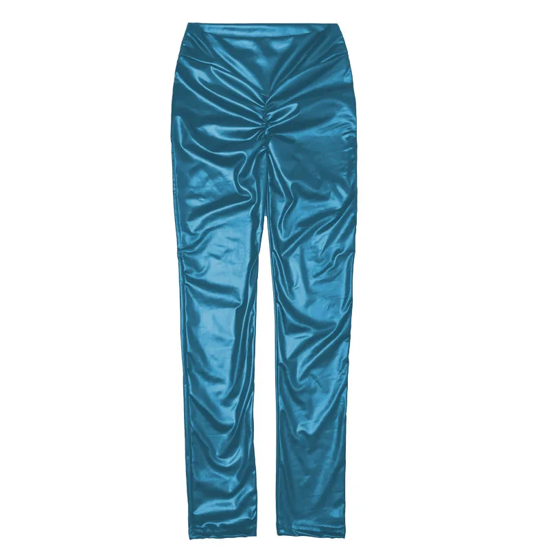 

Women Pants PU Leather Trousers Casual High Waist Solid Color Female Skinny Pants