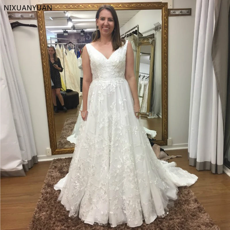 Exquisite Lace Applique V Neck Wedding Dresses Ivory A Line Sleeveless Wedding Bridal Gowns 2022 Long Backless Bride Dress Wedding Dresses Aliexpress 2022 Ivory Wedding Dresses
