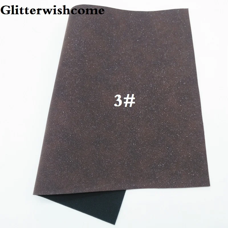 Glitterwishcome 21X29 см А4 Размер синтетическая кожа, замша кожа с блестками, искусственная из искусственной кожи Ткань Винил для бантов, GM036A - Цвет: 3