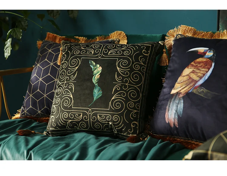 Модная американская Геометрическая Бархатная подушка с кисточками, наволочка, наволочка для дома, Декоративные диванные подушки для гостиной