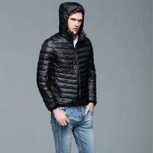 Осенне-зимний легкий пуховик Мужская мода с капюшоном короткие большие размеры ультра-тонкие легкие Молодежные тонкие пальто 4XL мужская одежда
