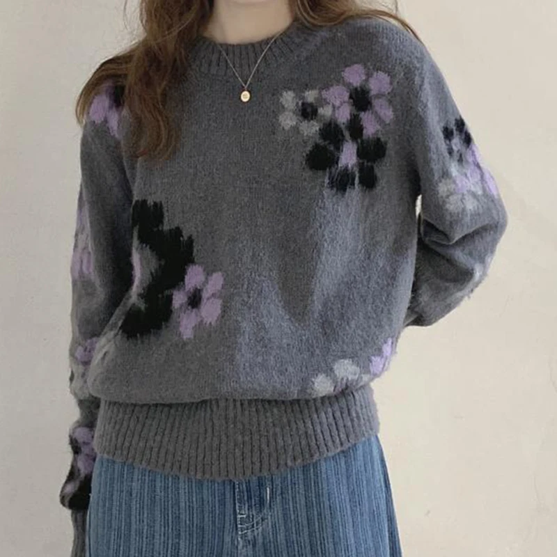 

Firm Offer Pricing And Design Feeling Heavy Han Edition Retro Coat Sweater Knitting Flowers