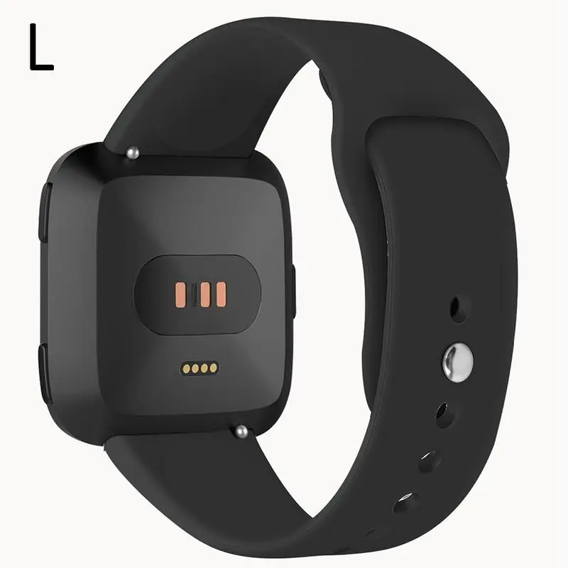 Черный Сменный спортивный ремешок для Fitbit Versa/Versa Lite Edition из нержавеющей/мягкий силиконовый ремень браслет S/L Размер для Versa2 - Цвет: Черный
