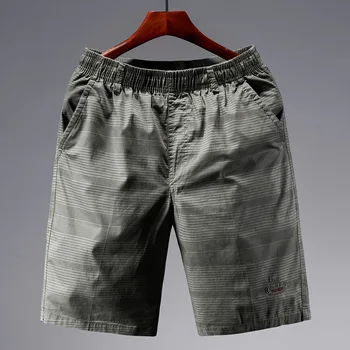 

Men Shorts Leisure Big Code Five Points Pants Tide Overalls Stripes Middle Pants