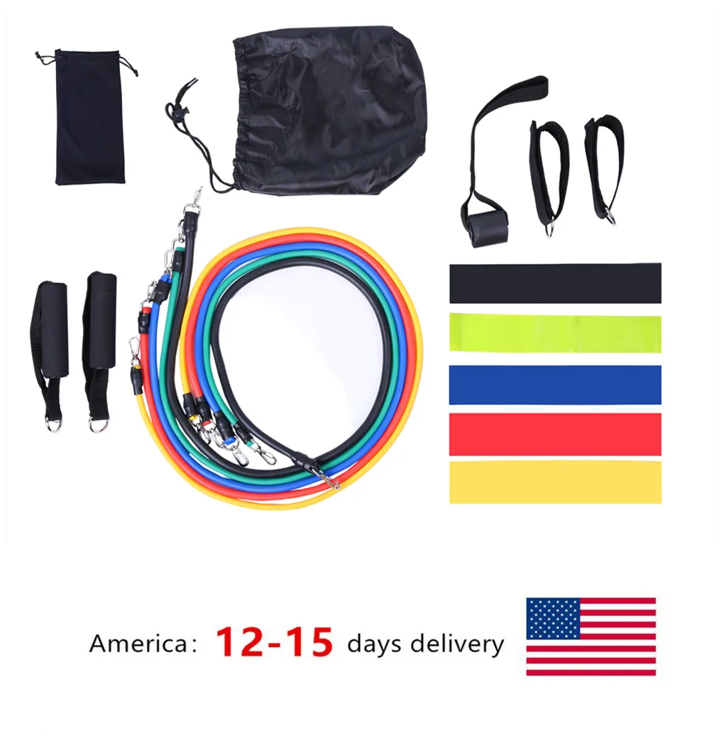 17 pçs/pçs/set faixas de resistência látex ginásio porta âncora tornozelo cintas com saco kit conjunto yoga exercício fitness banda borracha loop tubo bandas|Faixas de resistência| - AliExpress