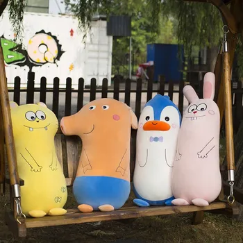 

Candice guo plush toy stuffed doll cartoon animal long body cat pig rabbit penguin sleeping pillow cushion kid birthday gift 1pc