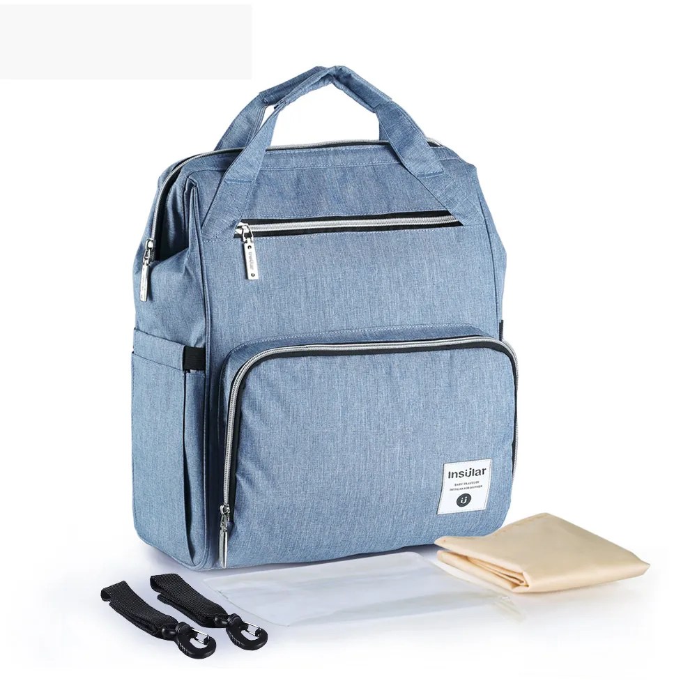 Сумка для подгузников, рюкзак для путешествий, многофункциональный, для мам, детские подгузники, сумка для коляски, большая емкость, водонепроницаемая сумка для кормления - Цвет: -denim blue