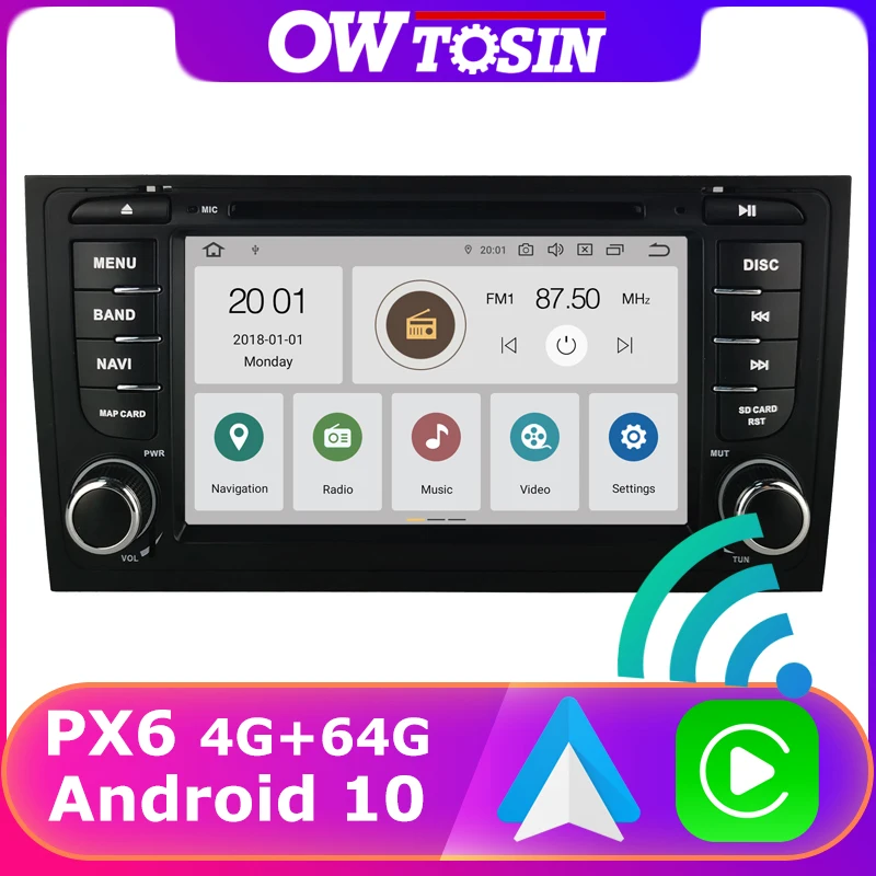 PX6 4+64G Car DVD Media For Audi A6 S6 RS6 Allroad 1997-2004 GPS Carplay Android 10 TDA7850 Radio Bluetooth 5.0 Auto Stereo DAB |