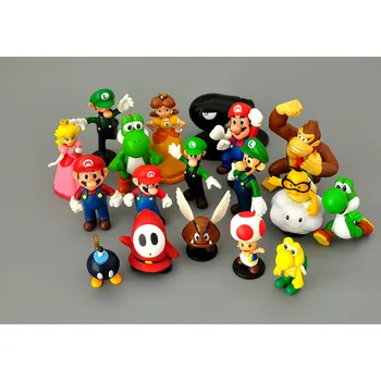 

Super Mario Bros PVC Action Figures Toys Yoshi Peach Princess Luigi Shy Guy Odyssey Donkey Kong Model Cartoon Dolls 18pcs/lot