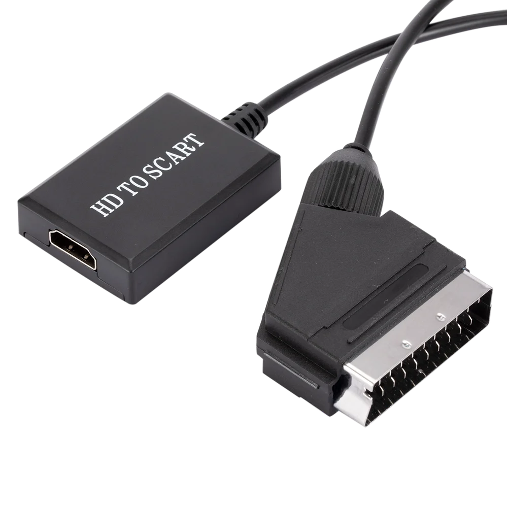 Audio Video Converter Adapter HD 1080P HDMI Input To SCART Output For HDTV DVD Sky Box STB Plug and Play DC Cables