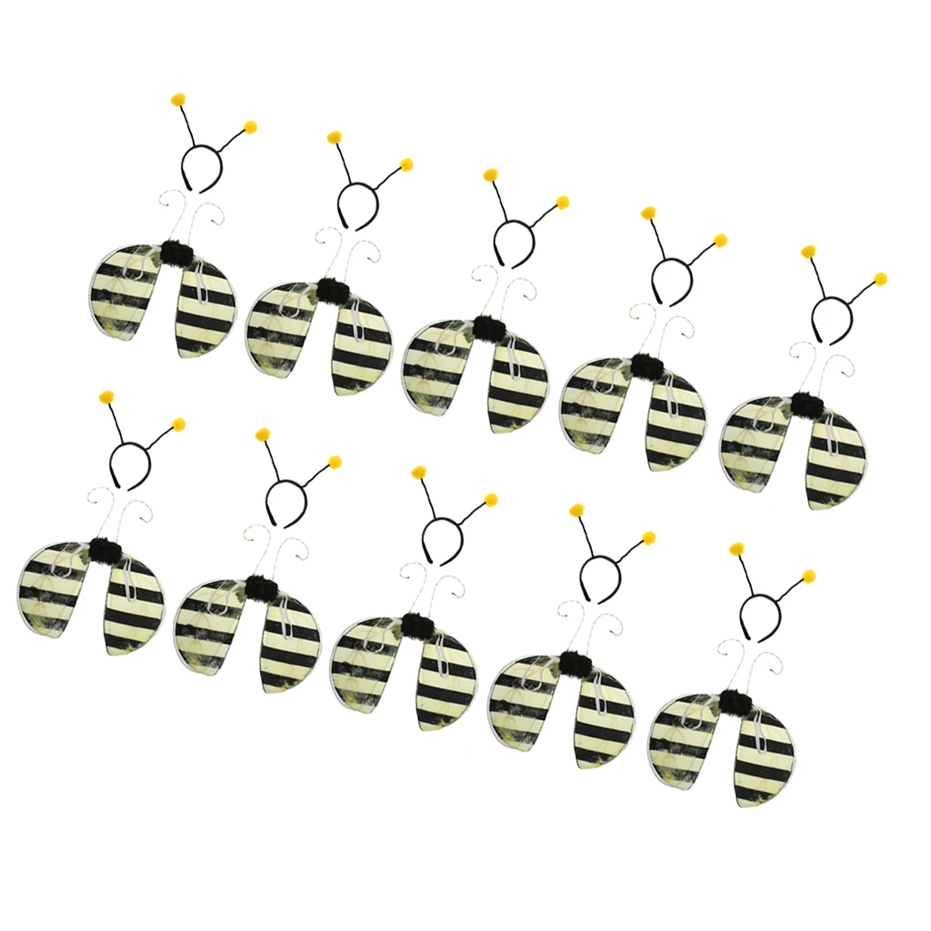 20x Girls Bumble Bee Fairy Wings Honeybee Antenna Headband Costume Accessory