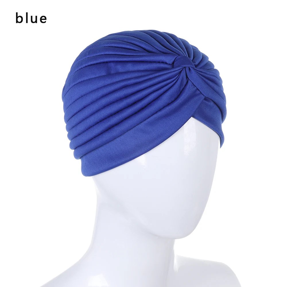 Knitted Spring Winter Hat Women Felt Hat Ladies Turban Head Wrap Caps for Women Twist Headwrap Hat Girls Croceht Beanies LLA24 - Цвет: blue