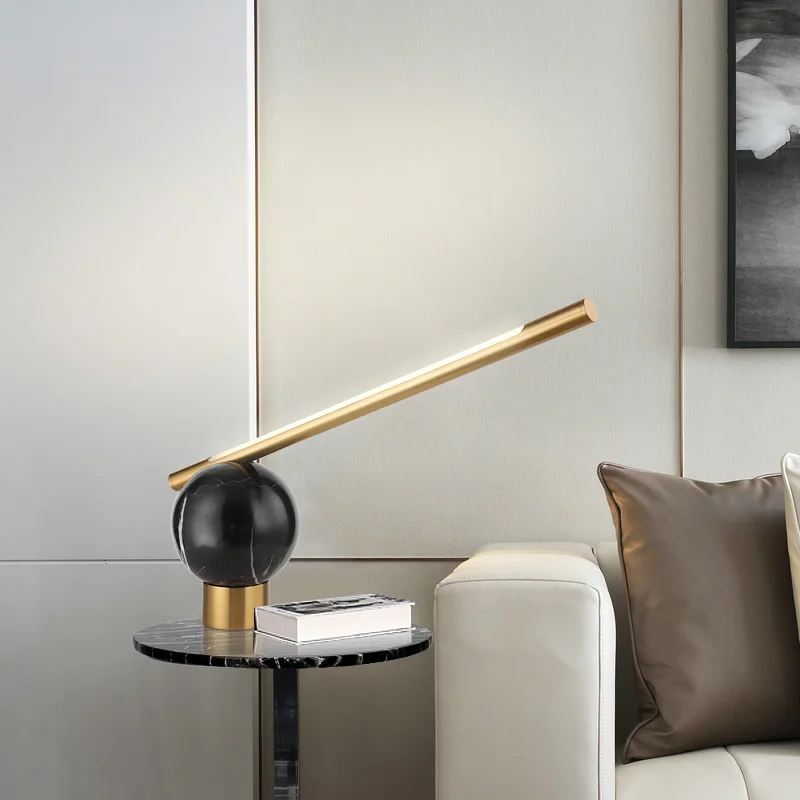 

Modern Marble Creative LED Table Light Living Room Bedroom Bedside Single Head Table Lamp Designer Study Home Deco Desk Lighting