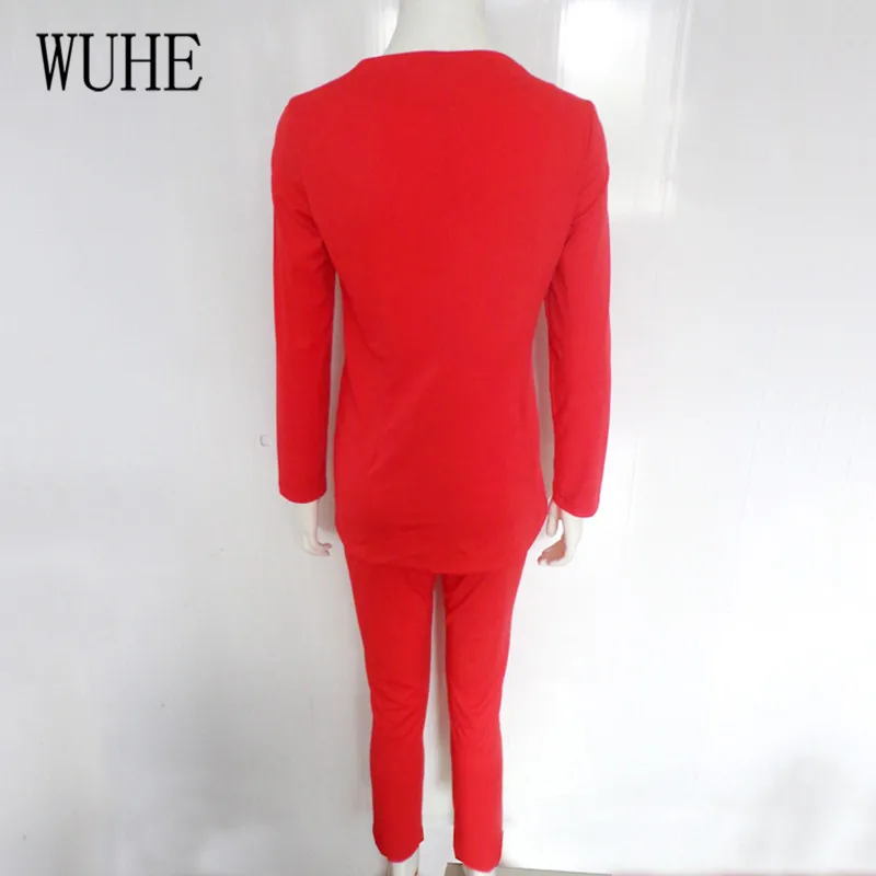 WUHE/рабочие костюмы с брюками, OL, комплекты из 2 предметов, повседневный Однотонный женский Блейзер, пиджак и брюки, костюм для женщин, Осенний Блейзер высокого качества, комплекты