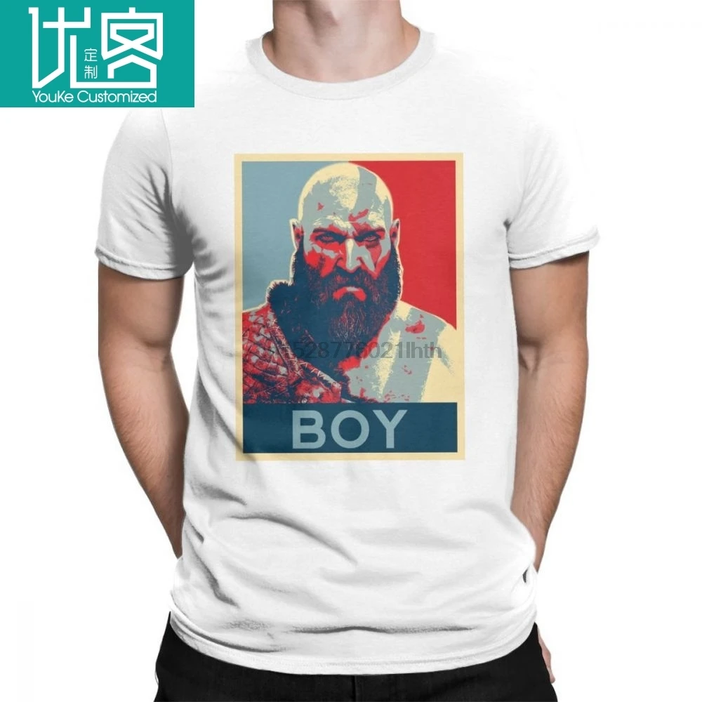 

Boy Kratos God Of War Men T Shirt Vintage 100% Cotton Short Sleeve Tees Crew Neck T-Shirt Summer Style Clothes