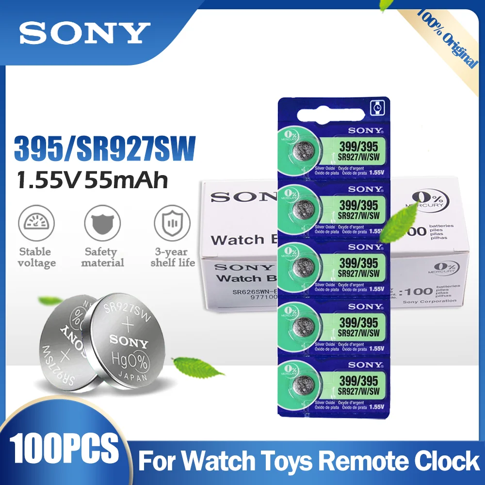 100 шт. оригинальный Sony 395 399 AG7 SR927SW SR927W SR927 LR927 LR927W 1 55 в оксид серебра батарея для