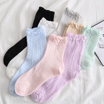 

Bubble Port Princess Socks Tube Socks Pure Cotton Solid Color Autumn Cotton Socks Short Socks Lolita Girl'S Socks Manufacturers