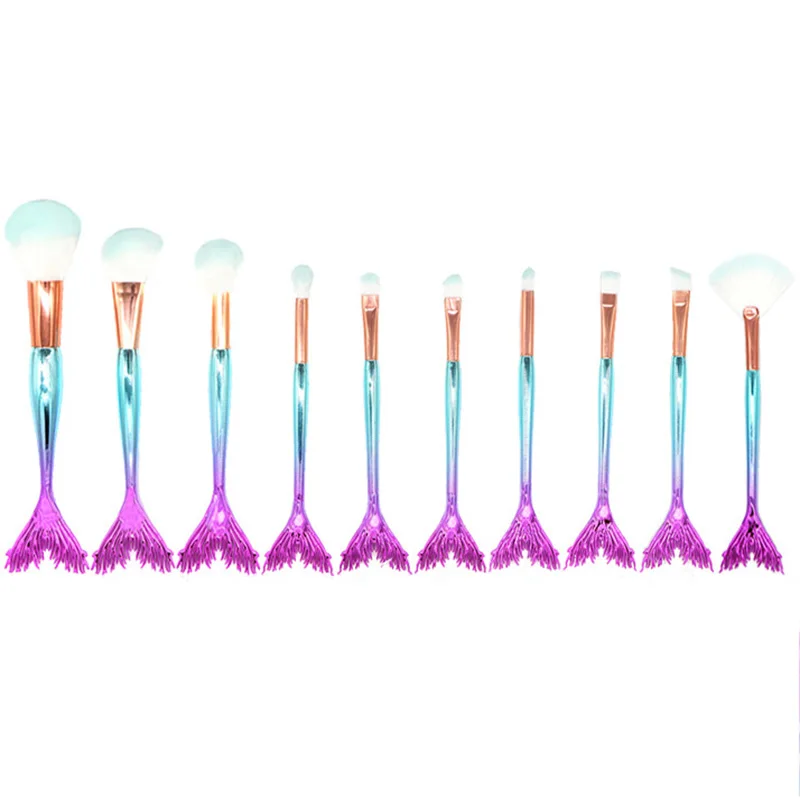

Beauty Tools Makeup Brushes Set Foundation Eyeshadow Concealer Lip Brushes Gradient Multifunction 10pcs Mermaid Makeup Brush