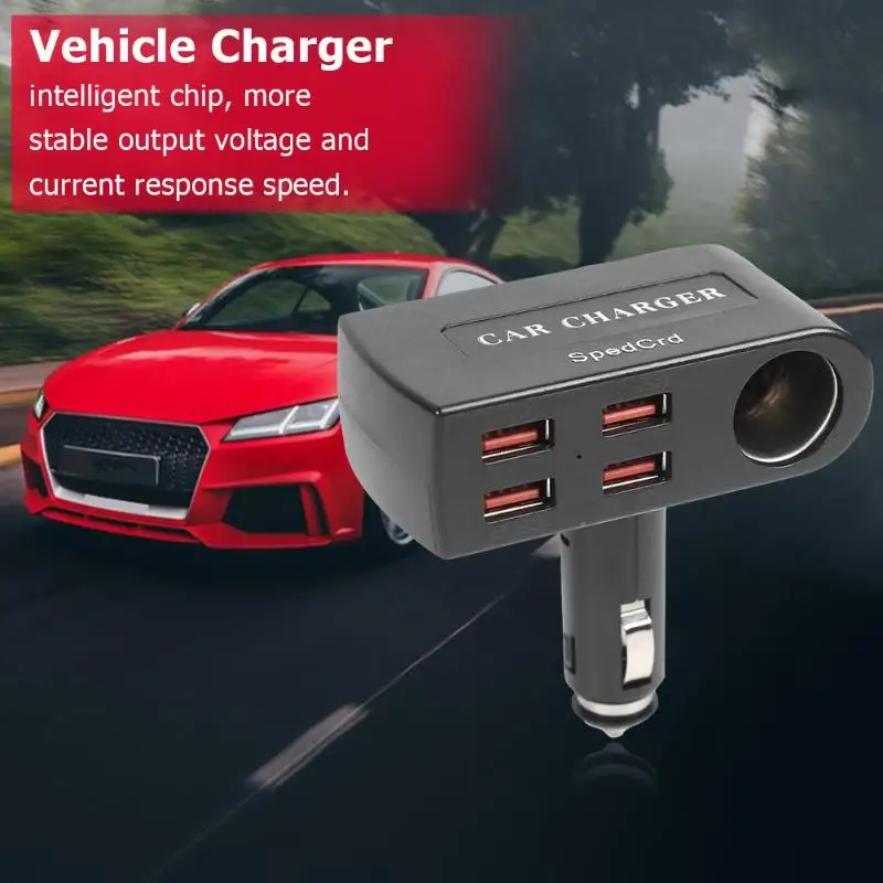 VODOOL универсальное автомобильное зарядное устройство 4 USB QC 3,0 зарядный адаптер четыре USB дизайн Безопасность Интеллектуальная микросхема прикуривателя