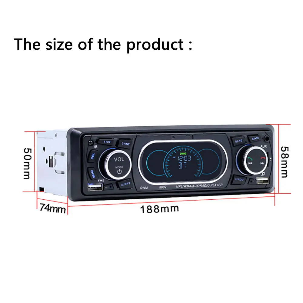 Авторадио 12 в Bluetooth стерео тире 1 Din FM Aux вход приемник SD USB MP3 плеер