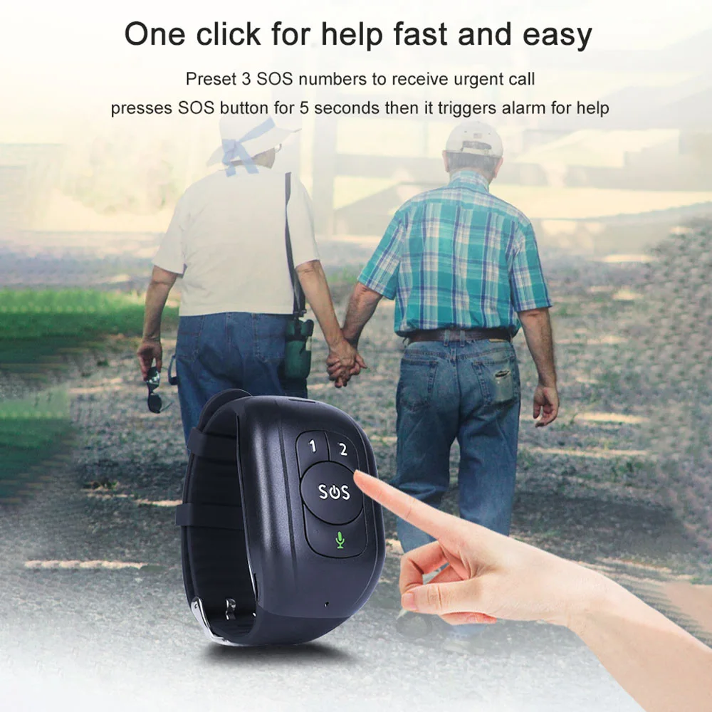 Vjoycar New Smart GPS Bracelet Elderly Falling Detection SOS 4G Watch Emergency Alram Two Way Calling GPS Tracker HR & BP Temp.