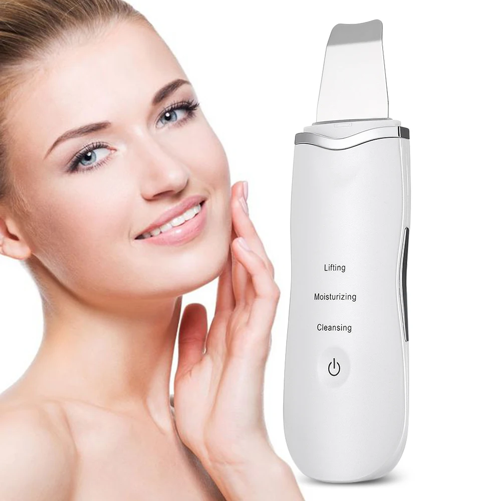 

Rechargeable Ultrasonic Face Skin Scrubber Facial Cleaner Peeling Vibration Blackhead Removal Exfoliating Pore Cleaner Tools
