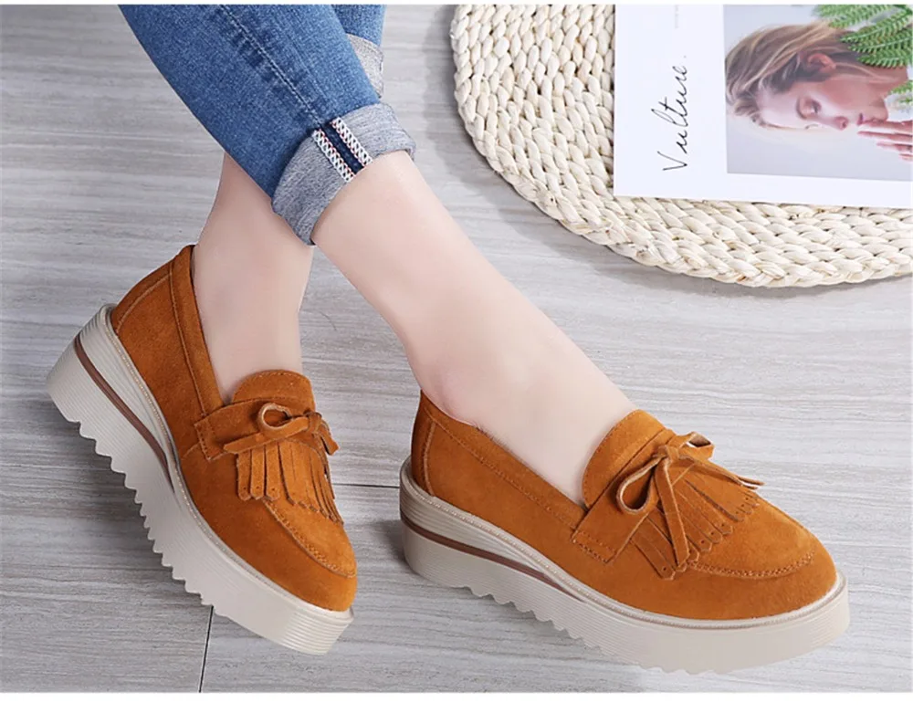 HX 2859-2019 Fashion Tassel Women's Platforms Shoes Genuine Leather Womans Sneakers-20