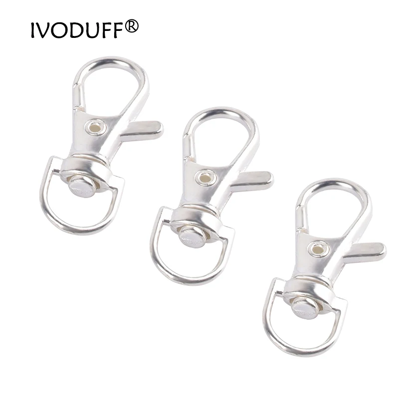 

1 piece of metal plated real silver hook carabiner lobster clasp clip oval spring loop craft leather door strap