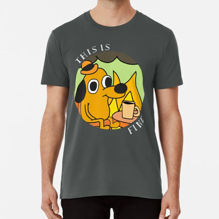 Это футболка с надписью Fine Gunshow Милая изображением героев мультфильма meme dog fire This