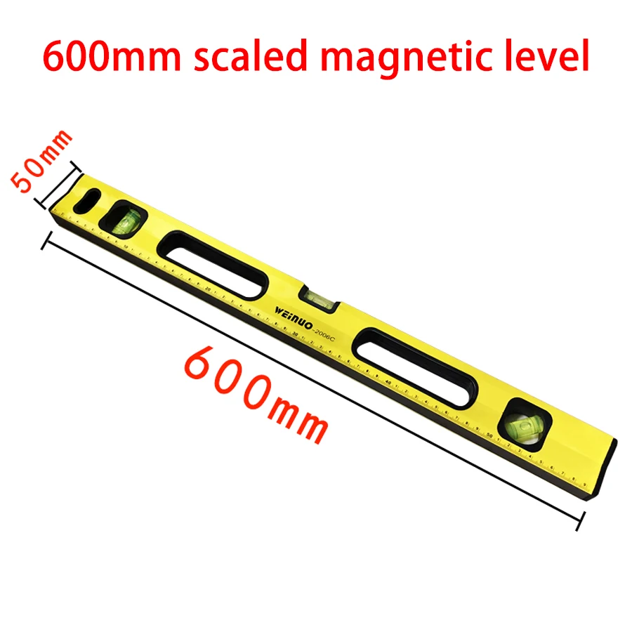 Высокий точный спиртовой уровень Магнитный высокий подшипник линейка рычаг пузырьки ржавчины горизонтальная линейка спиртовой уровень баланс линейка - Цвет: yellow 600mm