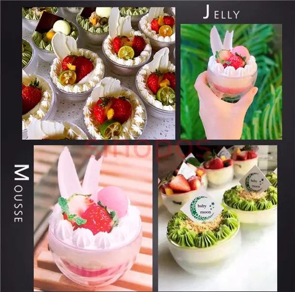 10pcs Transparent plastic two layer round hemispherical shape mousse cup, cake display tray, clear ice cream cups, SP01
