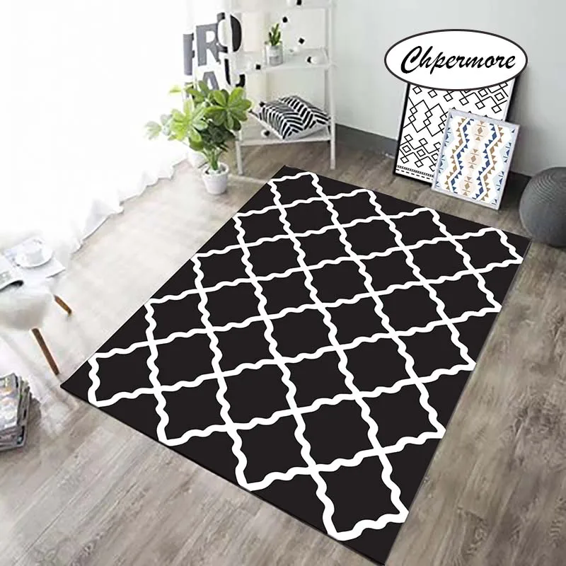 style 9 Chpermore черный и белый Простой Большой ковры перо украшения Татами Коврики Спальня дома Lving комната коврики - Цвет: style 9