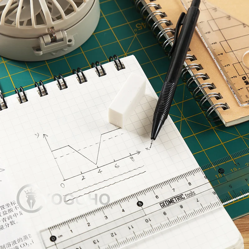 M&G Math Set Protractor Drawing Triangle Eraser Pencil Compasses Box Math Ruler 7-8 Pcs/set for Students School Supplies