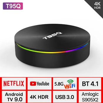 

T95Q Android 9.0 Set Top box 2.4G+5.8G Dual-band wifi H.265 BT 4.1 S905X2 Quadcore USB 3.0 HDR H.265 4K Media Player T95Q TV Box
