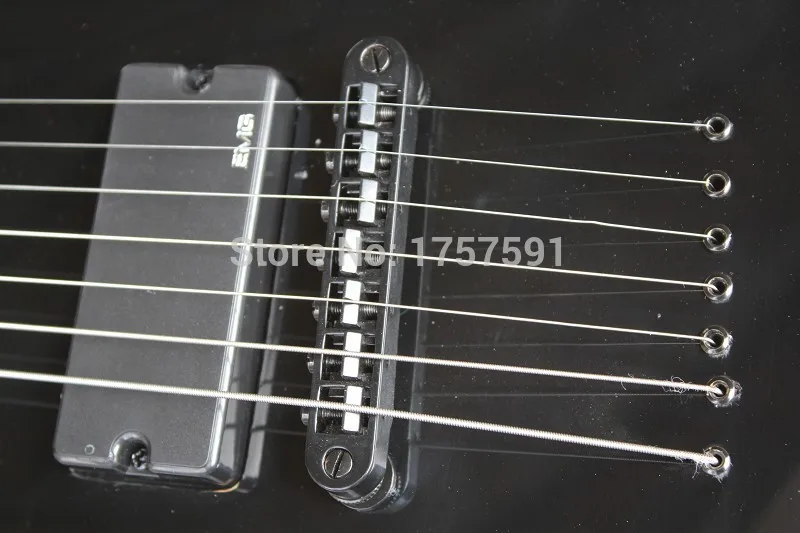 Горячая высокого качества цельный набор шеи черный 7 струн mh-417 черная электрическая гитара
