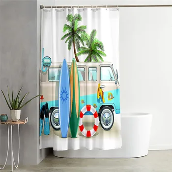 

Sunny beach Landscape Scenery Print Shower Curtain Bathroom 3D Blackout Shower Curtain Large 180x200cm