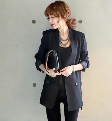 

South Korea Korean-style 2019 Autumn & Winter Slim Fit Long Sleeve Mid-length Women's Small Suit Coat Korean-style Large Size Su