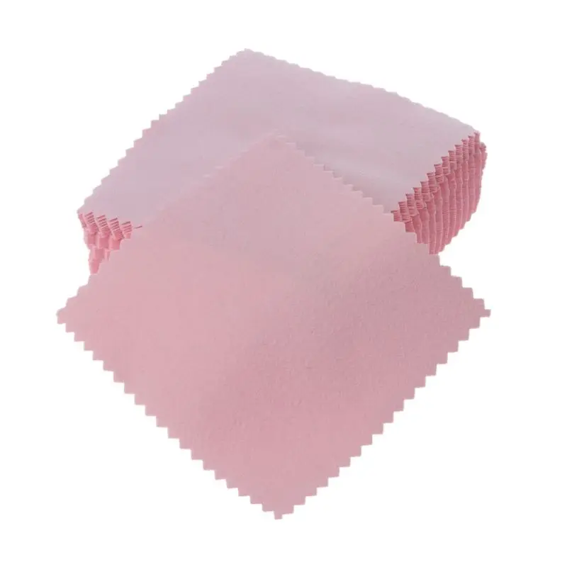 

50Pcs Pink Polishing Cleaning Cloth Jewelry Silver Gold Cleaner Jewelry Tools Dropshipping