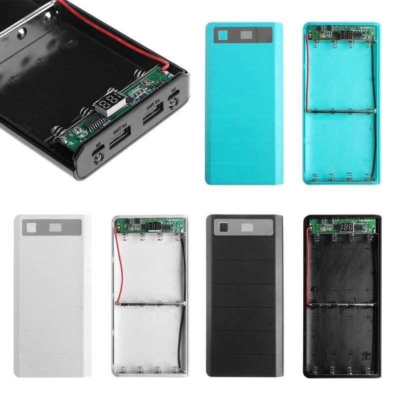 

Battery Fast Charger Box shell DIY Mobile Phone Dual 2 USB Ports 8x 18650 DIY Battery Holder LCD Display Power Bank Case Box