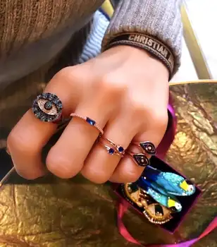 

Rose gold color lucky turkish evil eye ring Bohemia Boho Women Cocktail fashion rings
