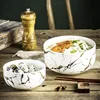 Marble Ceramic Bowl Home Tableware Set Nordic Style Porcelain Breakfast Rice Dinner Noodle Soup Round Bowls 3