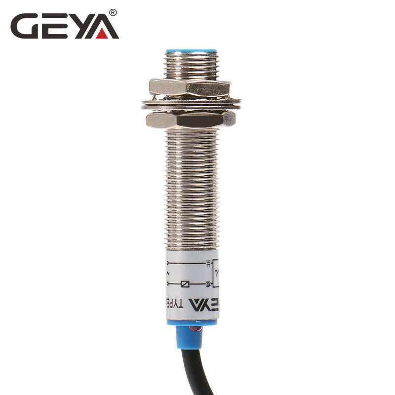 

GEYA 2mm Sensing Distance Inductive Proximity Switch NPN PNP DC 10-30V Proximity Sensor DC 3 Wire 4 Wire NO NC M12 Screw Size