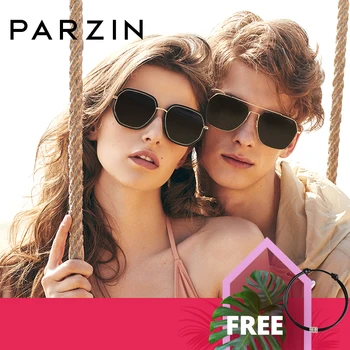 

PARZIN High Quality Men's Square Pilot Sunglasses Real Polarized Driving Sun Glasses Metal Frame Men Glasses New Arrival