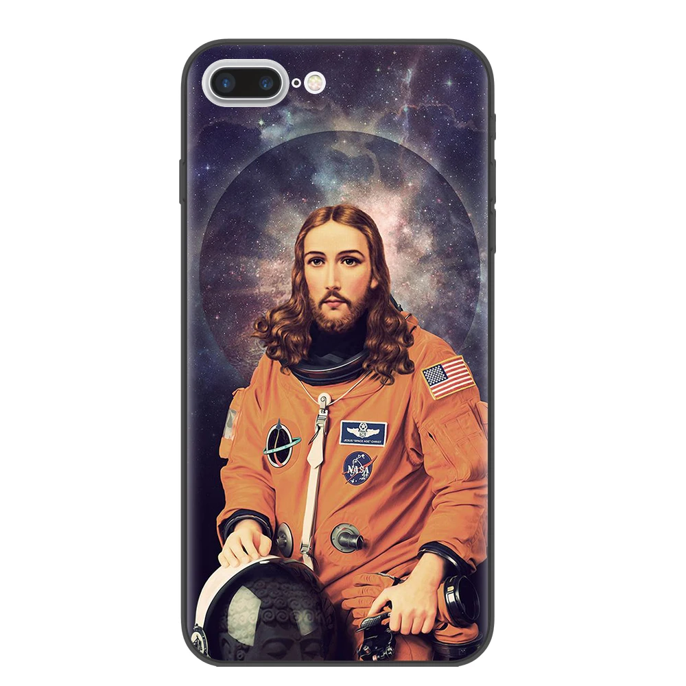 

Funny astronaut jesus Coque Soft Silicone Phone Case Cover Shell For Apple IPhone X XR XS MAX 8 7 Plus 7Plus 6s 6Plus 6 Se 5s 5