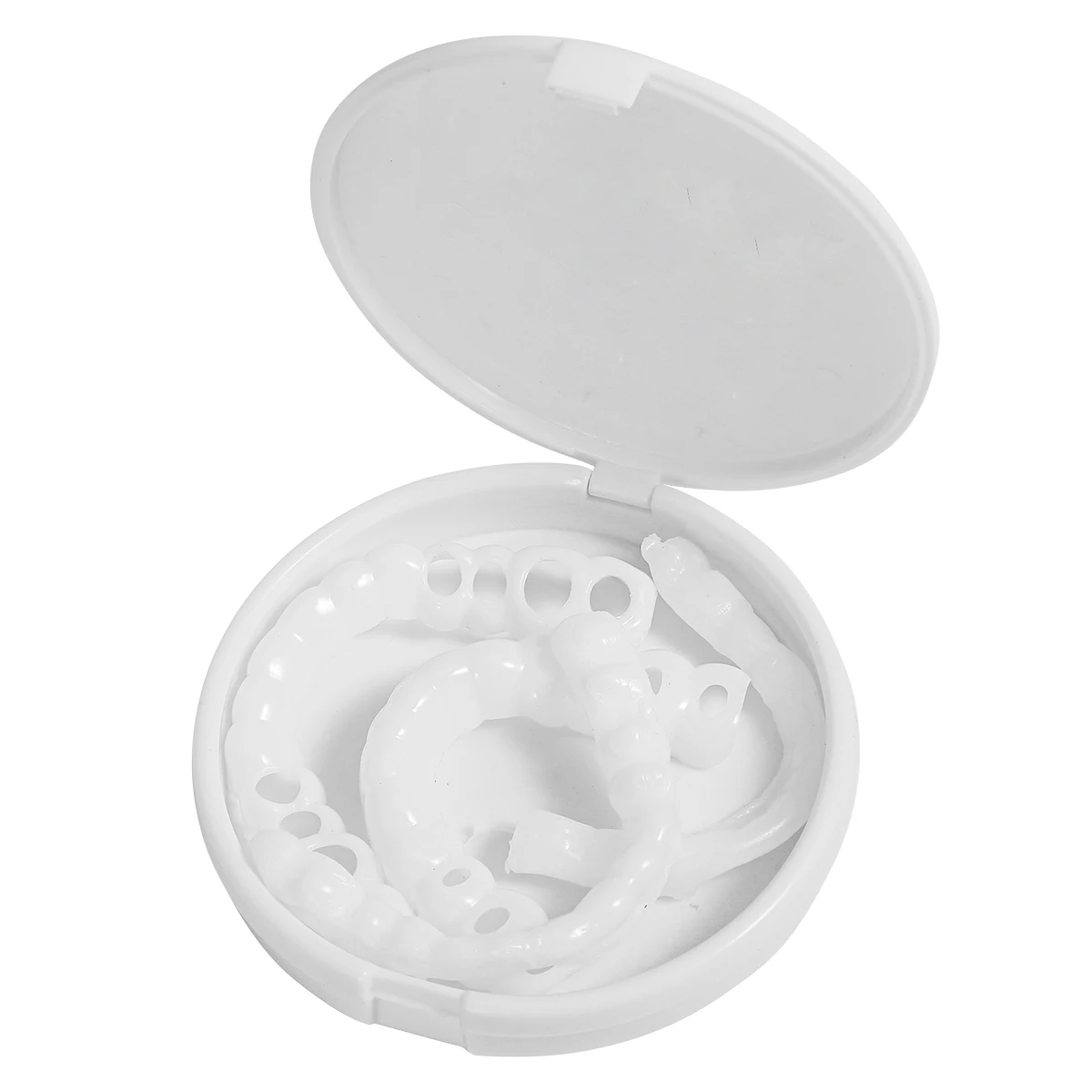 

2pcs/Set Teeth Cover Set With Round Plastic Box Nontoxic Silicone Upper Lower Teeth Cover Thin Flexible Teeth Braces