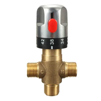 

1pcs Brass Thermostatic Mixing Valve Bathroom Faucet Temperature Mixer Control Thermostatic Valve Home Improvement