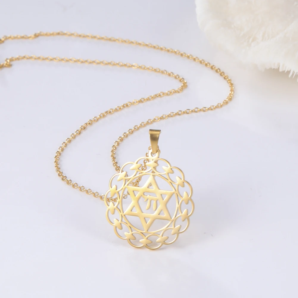 pendant necklaces pendant necklace LIKGREAT Israel Star of David Pendant Necklace for Men Chai Symbol Jewish Charms